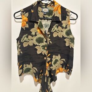 Tommy Bahama Women’s Tropical Button Tie Up Short Sleeve Blouse Sz Small
